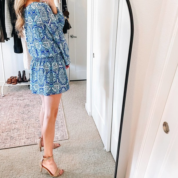 PARKER Blue Silk Paisley Boho Printed Peasant Dress - Picture 3 of 12